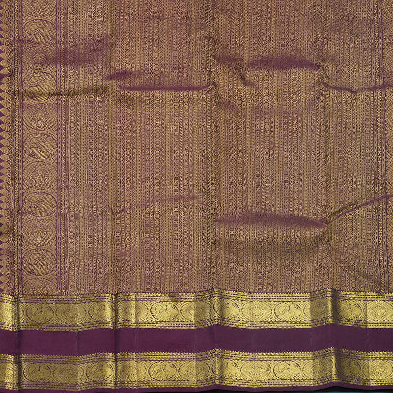 Hayagrivas Handloom Rust Orange Kanjivaram Silk Saree with Burgundy Border KBF544G3-3