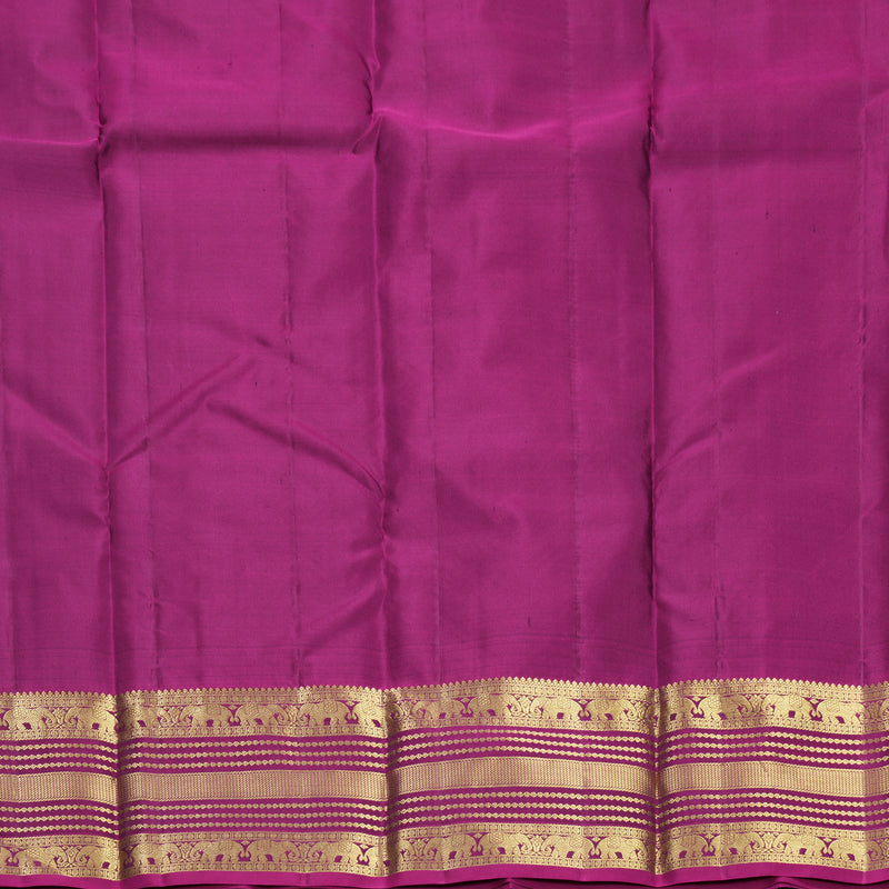 Hayagrivas Handloom Dark Green Kanjivaram Silk Saree with Magenta Border KBF544G5-2