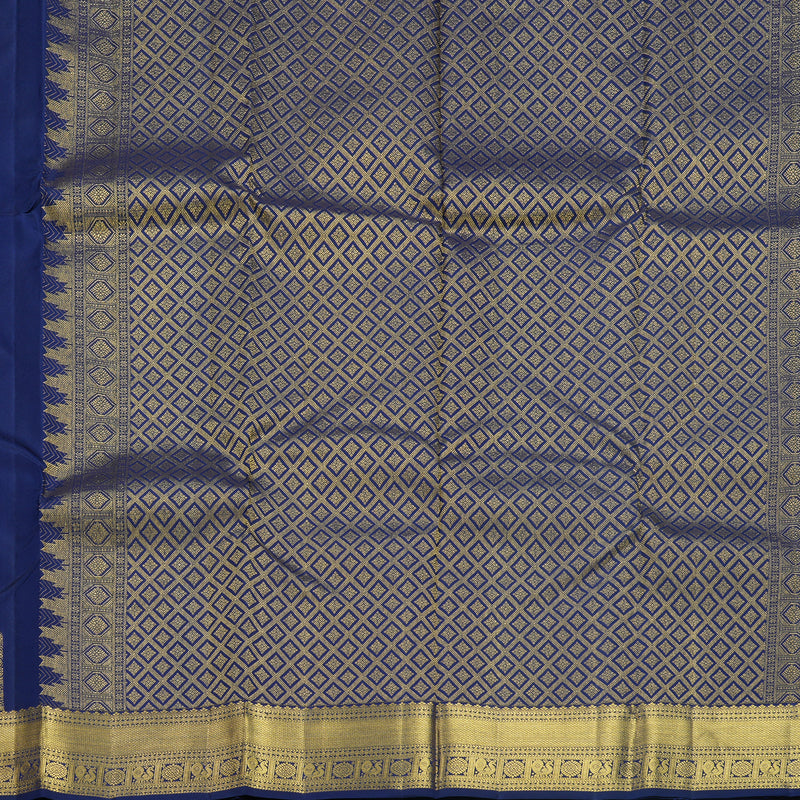 Hayagrivas Handloom Dark Blue Kanjivaram Silk Saree KBF544G5-3