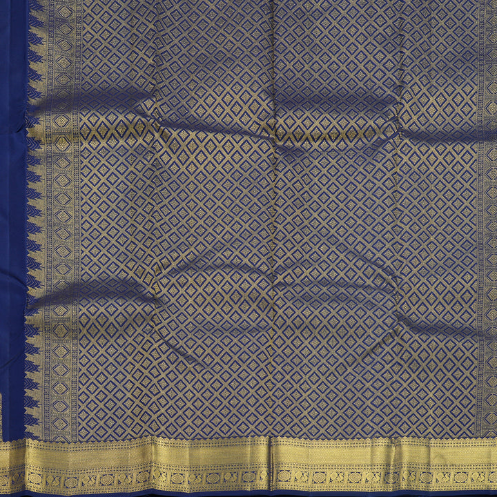 Hayagrivas Handloom Dark Blue Kanjivaram Silk Saree KBF544G5-3