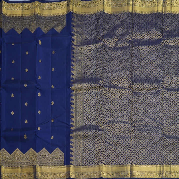 Hayagrivas Handloom Dark Blue Kanjivaram Silk Saree KBF544G5-3