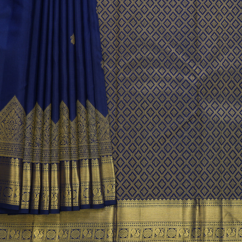 Hayagrivas Handloom Dark Blue Kanjivaram Silk Saree KBF544G5-3