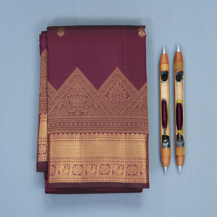 Hayagrivas Handloom Wine Purple Kanjivaram Silk Saree KBF544G5-7