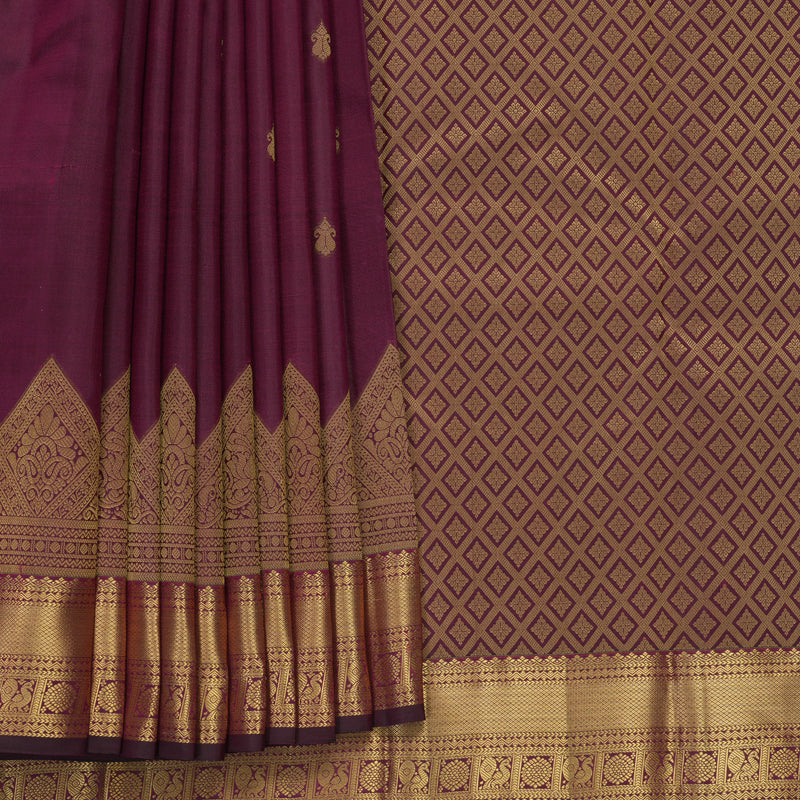 Hayagrivas Handloom Wine Purple Kanjivaram Silk Saree KBF544G5-7