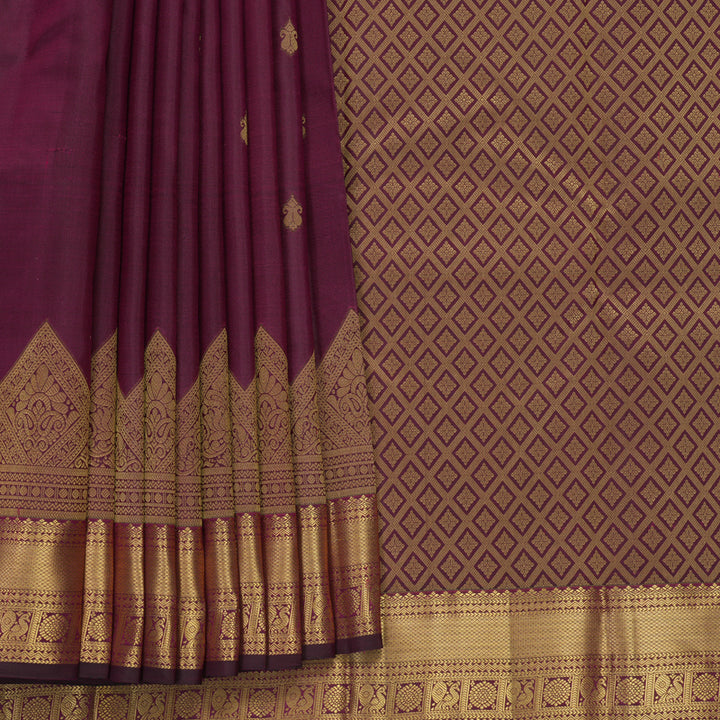 Hayagrivas Handloom Wine Purple Kanjivaram Silk Saree KBF544G5-7