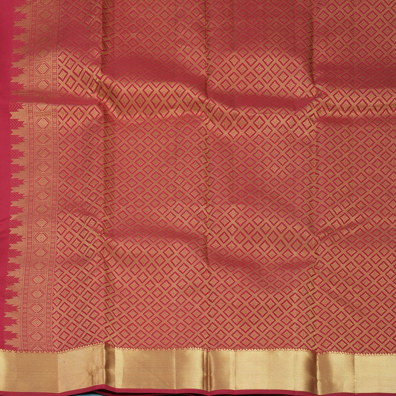 Hayagrivas Handloom Red Kanjivaram Silk Saree with Temple Border KBF544G7-4