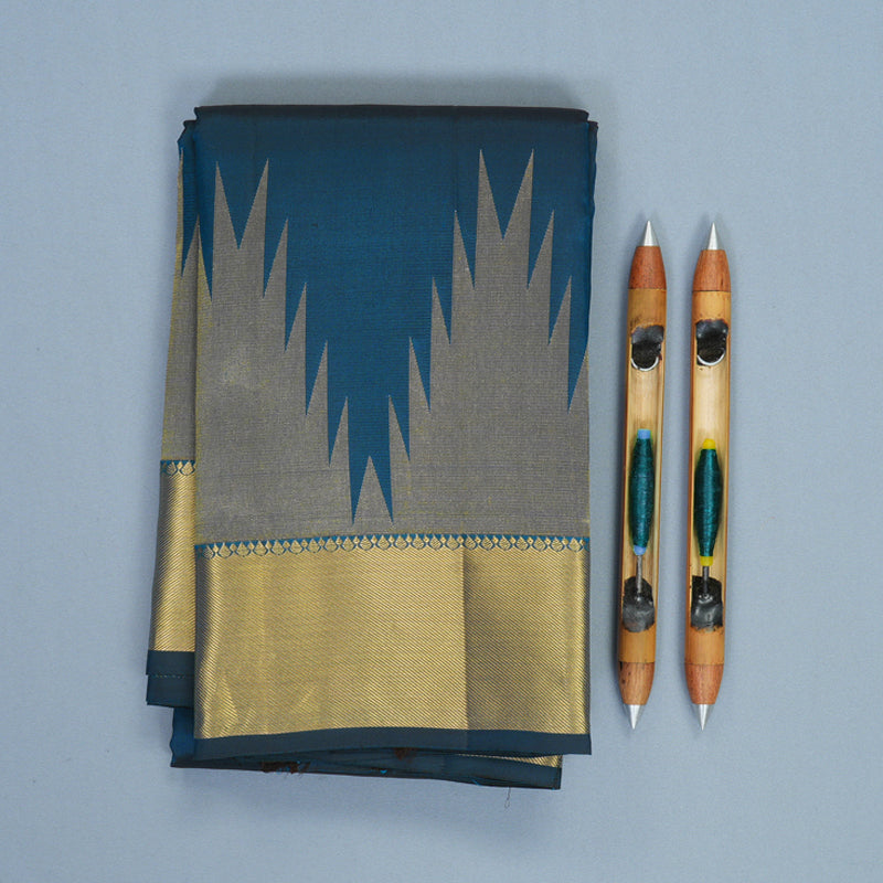 Hayagrivas Handloom Peacock Blue Kanjivaram Silk Saree KBF544G7-6