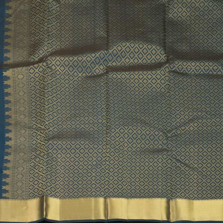 Hayagrivas Handloom Peacock Blue Kanjivaram Silk Saree KBF544G7-6