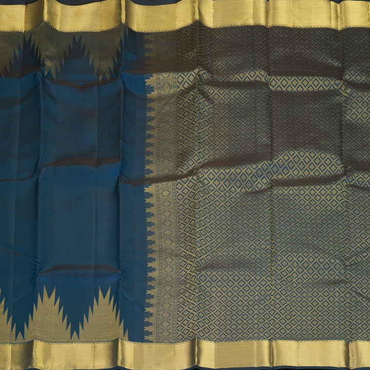 Hayagrivas Handloom Peacock Blue Kanjivaram Silk Saree KBF544G7-6