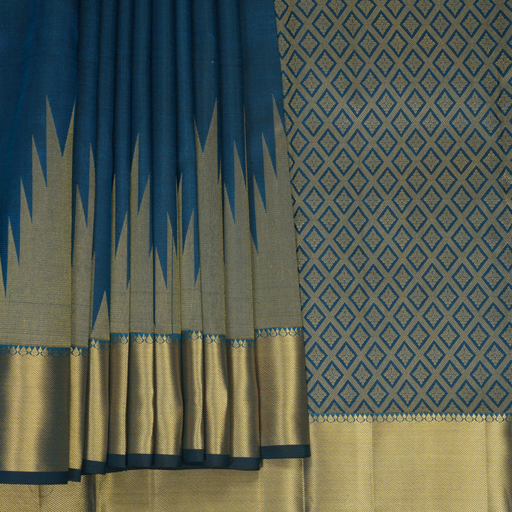 Hayagrivas Handloom Peacock Blue Kanjivaram Silk Saree KBF544G7-6