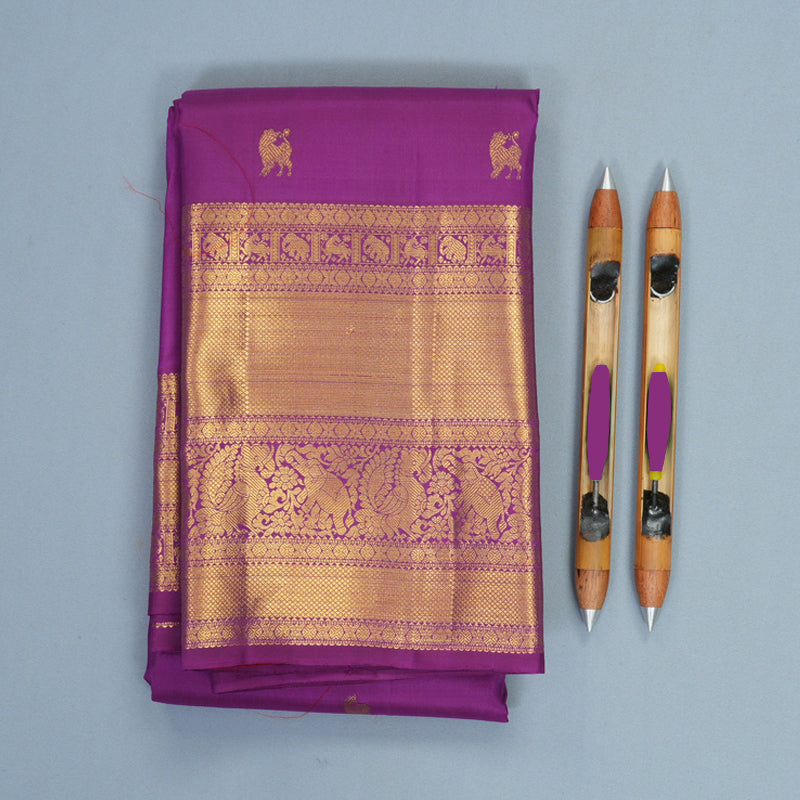 Hayagrivas Handloom Purple Kanjivaram Silk Saree KBF545G1-1