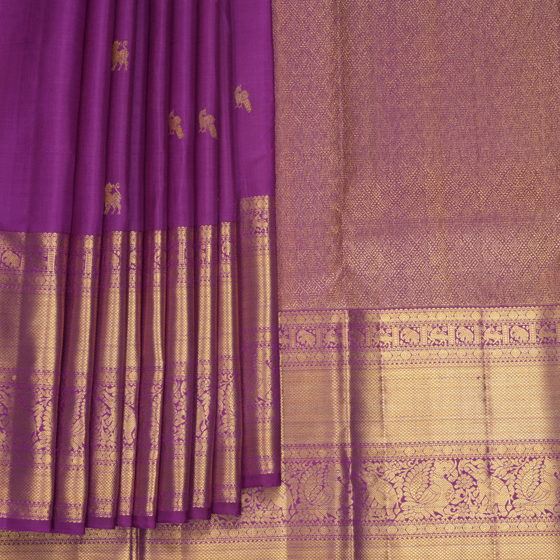 Hayagrivas Handloom Purple Kanjivaram Silk Saree KBF545G1-1