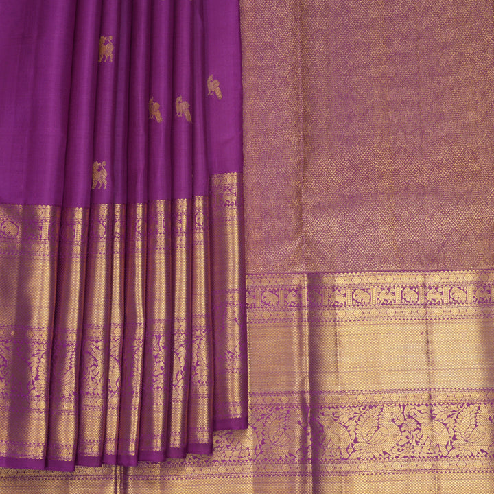 Hayagrivas Handloom Purple Kanjivaram Silk Saree KBF545G1-1
