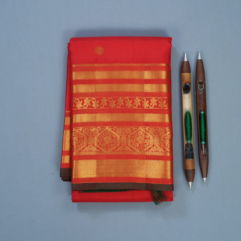 Hayagrivas Handloom Red Kanjivaram Silk Saree KBF545G1-3