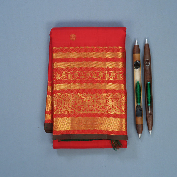 Hayagrivas Handloom Red Kanjivaram Silk Saree KBF545G1-3
