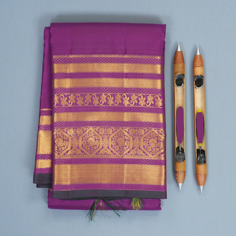 Hayagrivas Handloom Vadamalli Purple Kanjivaram Silk Saree KBF545G1-4