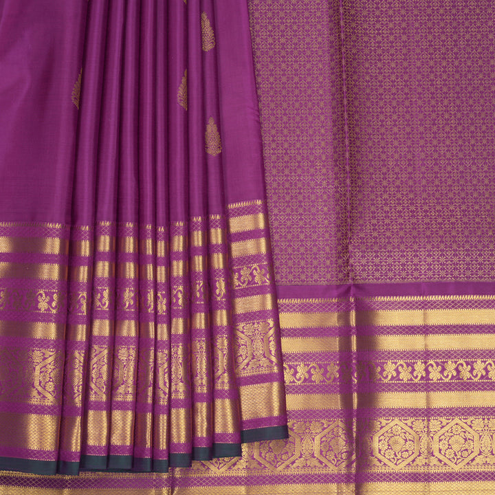 Hayagrivas Handloom Vadamalli Purple Kanjivaram Silk Saree KBF545G1-4