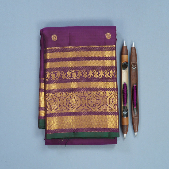Hayagrivas Handloom Purple Kanjivaram Silk Saree KBF545G1-5