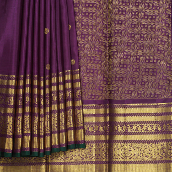 Hayagrivas Handloom Purple Kanjivaram Silk Saree KBF545G1-5