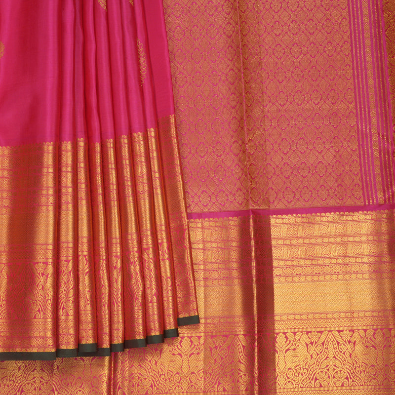 Hayagrivas Handloom Rani Pink Kanjivaram Silk Saree KBF545G2-3