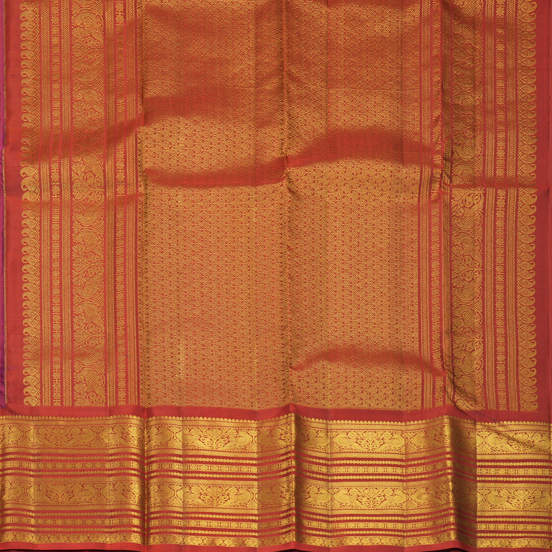Hayagrivas Handloom Vadamalli Purple Kanjivaram Silk Saree with Rust Orange Border KBF545G3-1