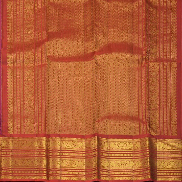 Hayagrivas Handloom Vadamalli Purple Kanjivaram Silk Saree with Rust Orange Border KBF545G3-1