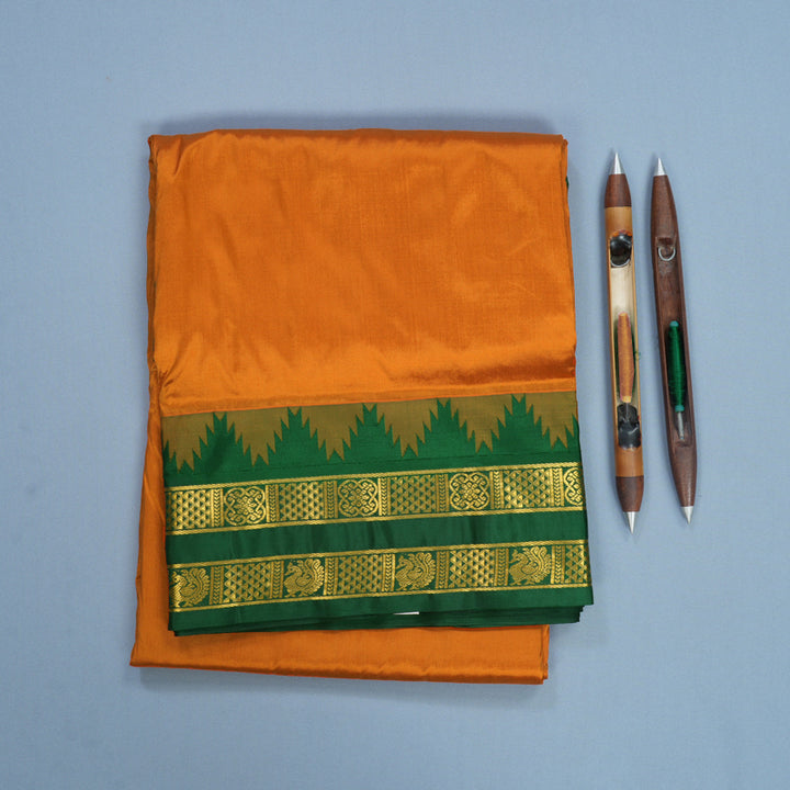 Hayagrivas Handloom Turmeric Yellow Ten Yards Silk Saree KBF546G2-3