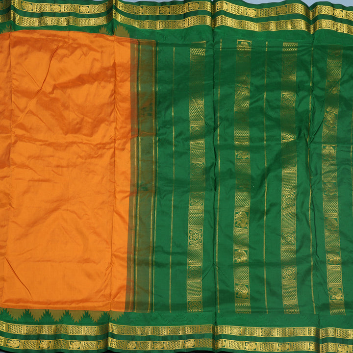 Hayagrivas Handloom Turmeric Yellow Ten Yards Silk Saree KBF546G2-3