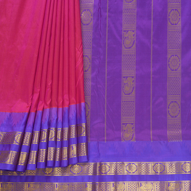 Hayagrivas Handloom Pink Ten Yards Silk Saree KBF546G2-6