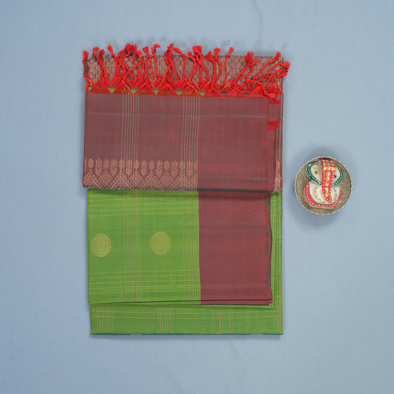 Hayagrivas Parrot Green Handloom Soft Silk Saree KBF547G1-11