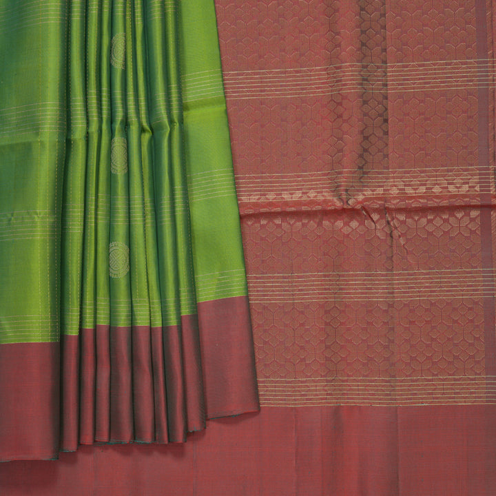 Hayagrivas Parrot Green Handloom Soft Silk Saree KBF547G1-11