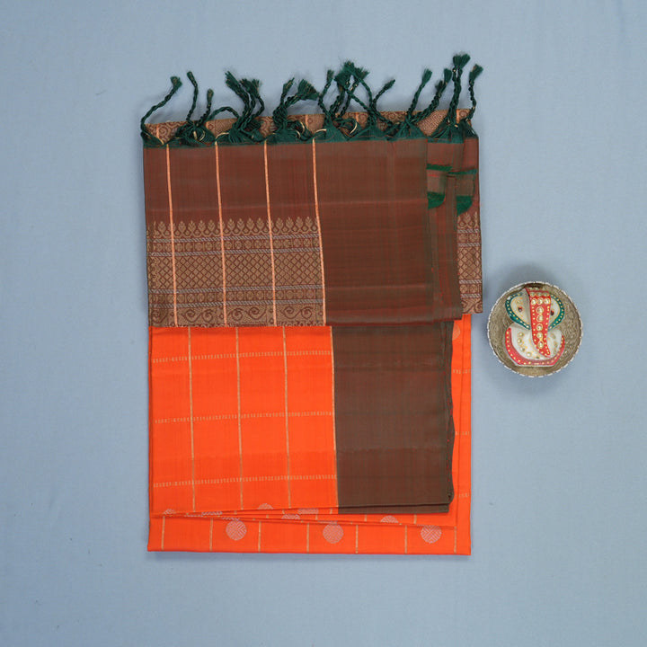 Hayagrivas Orange Handloom Soft Silk Saree KBF547G1-42