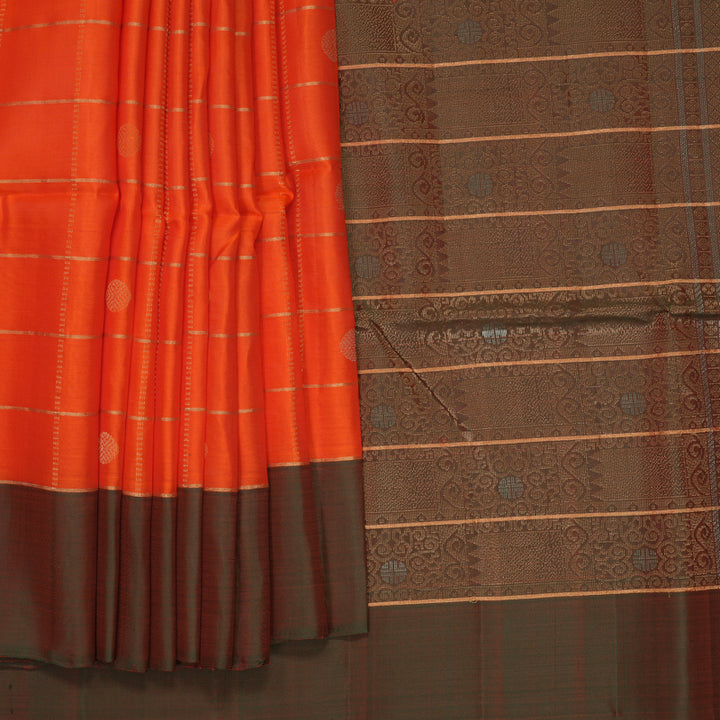 Hayagrivas Orange Handloom Soft Silk Saree KBF547G1-42