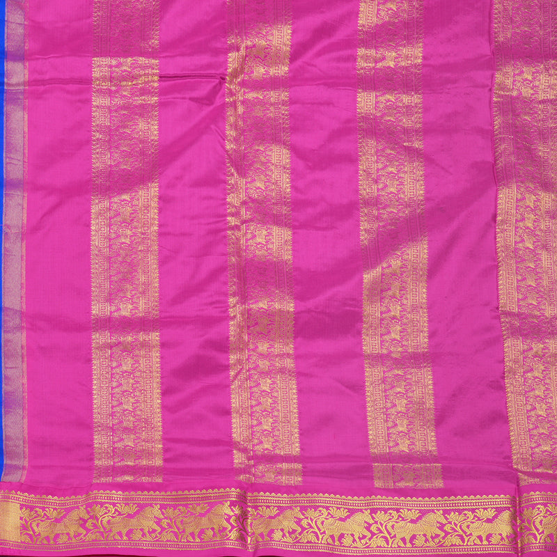 Hayagrivas Handloom MS Blue Ten Yards Silk Saree KBF548G1-12