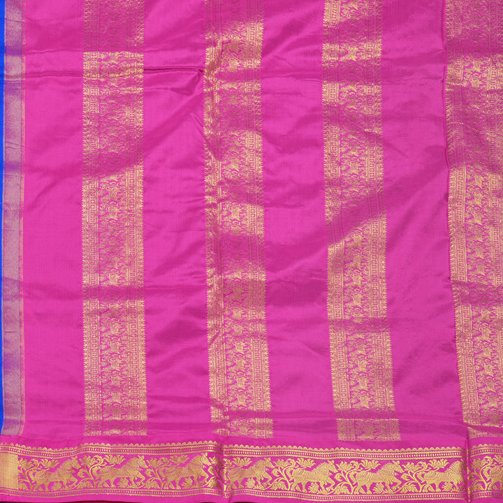 Hayagrivas Handloom MS Blue Ten Yards Silk Saree KBF548G1-12