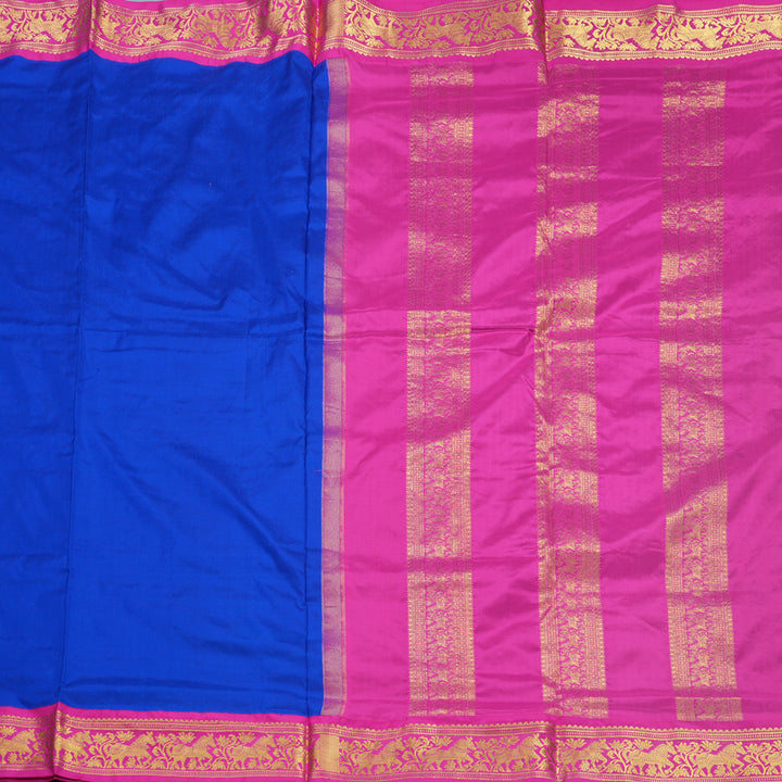 Hayagrivas Handloom MS Blue Ten Yards Silk Saree KBF548G1-12