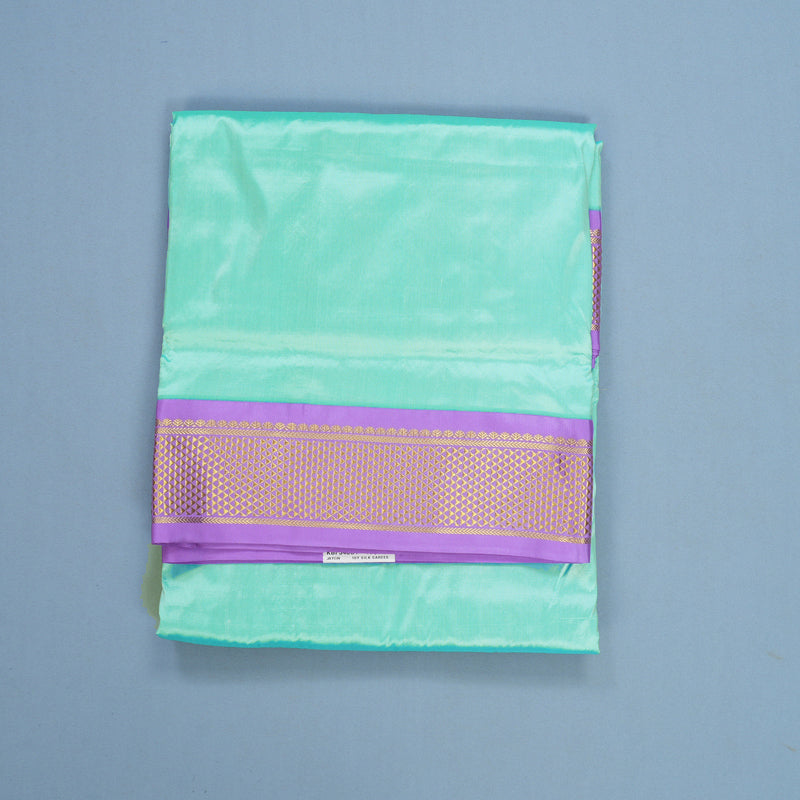 Hayagrivas Handloom Ice Blue Ten Yards Silk Saree Lilac KBF548G1-16