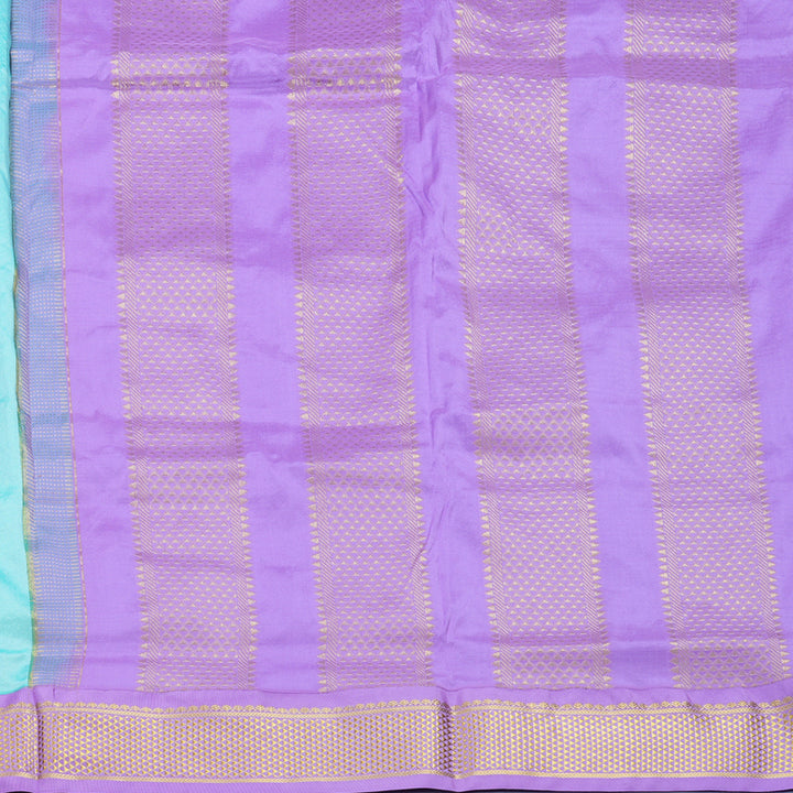 Hayagrivas Handloom Ice Blue Ten Yards Silk Saree Lilac KBF548G1-16