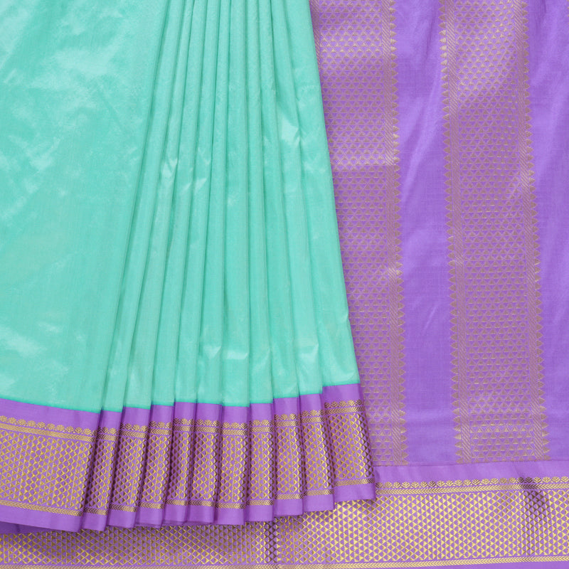 Hayagrivas Handloom Ice Blue Ten Yards Silk Saree Lilac KBF548G1-16