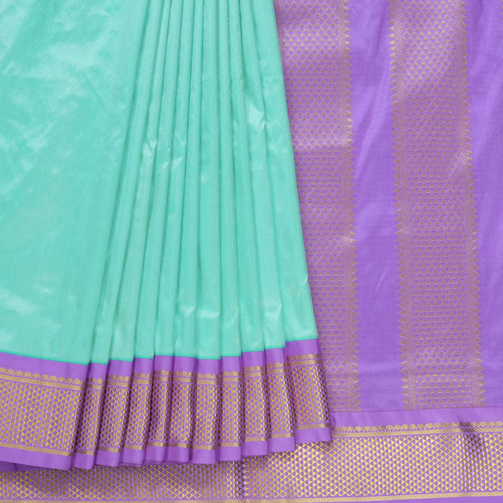 Hayagrivas Handloom Ice Blue Ten Yards Silk Saree Lilac KBF548G1-16