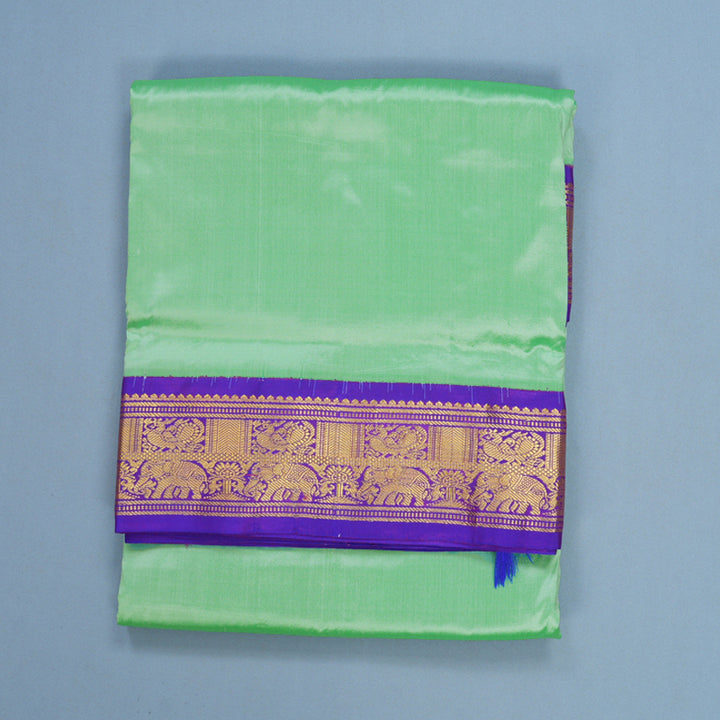Hayagrivas Handloom Pastel Green Ten Yards Silk Saree KBF548G1-17