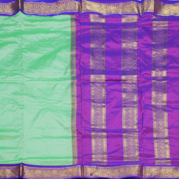 Hayagrivas Handloom Pastel Green Ten Yards Silk Saree KBF548G1-17
