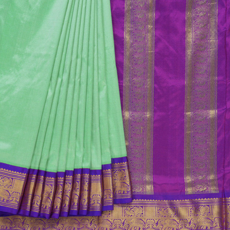 Hayagrivas Handloom Pastel Green Ten Yards Silk Saree KBF548G1-17