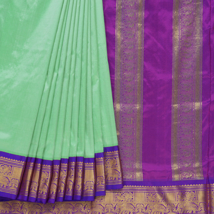 Hayagrivas Handloom Pastel Green Ten Yards Silk Saree KBF548G1-17