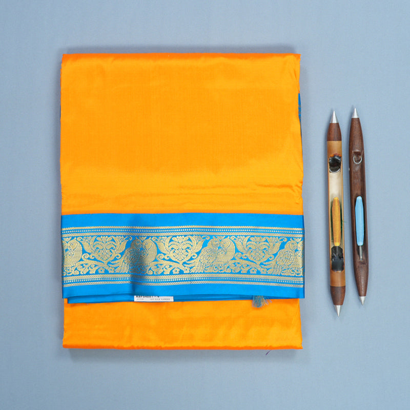 Hayagrivas Handloom Mambazham Orange Ten Yards Silk Saree KBF548G1-4