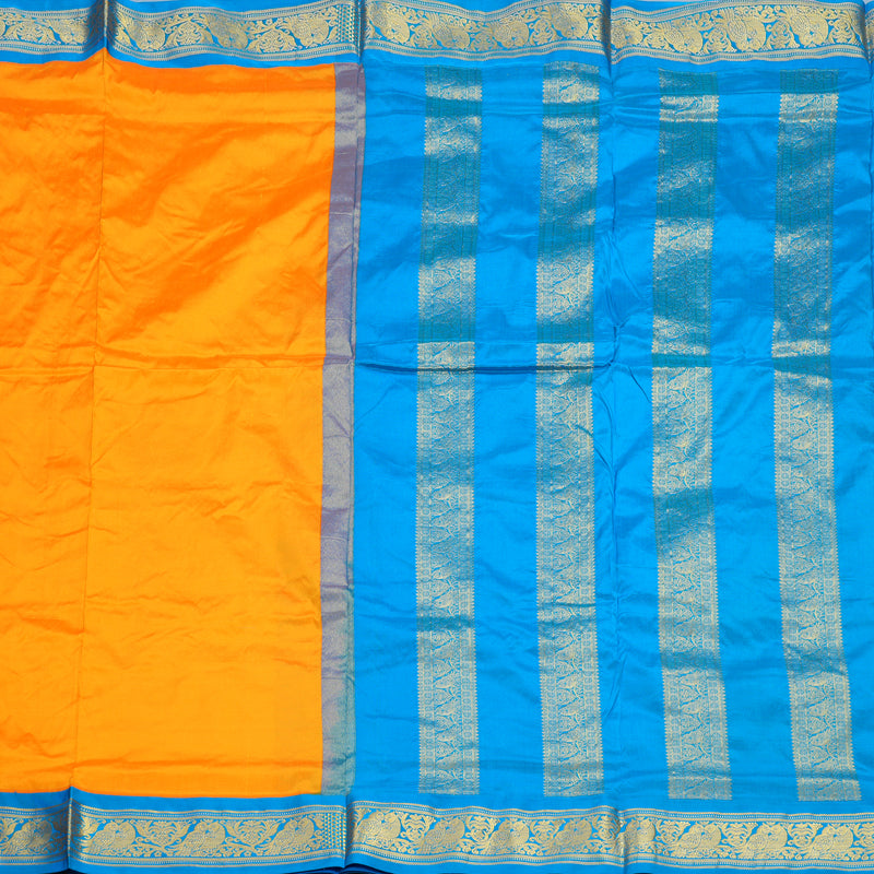 Hayagrivas Handloom Mambazham Orange Ten Yards Silk Saree KBF548G1-4