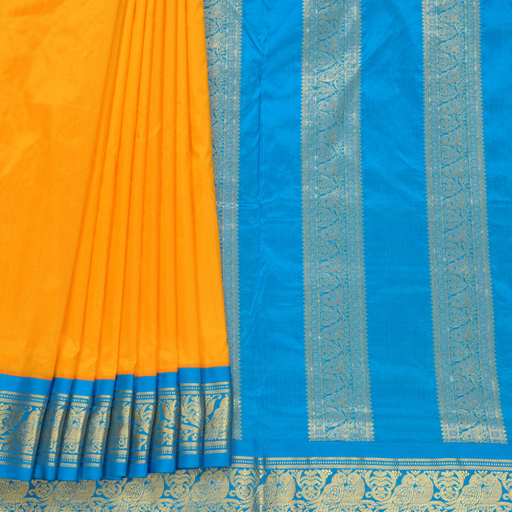 Hayagrivas Handloom Mambazham Orange Ten Yards Silk Saree KBF548G1-4