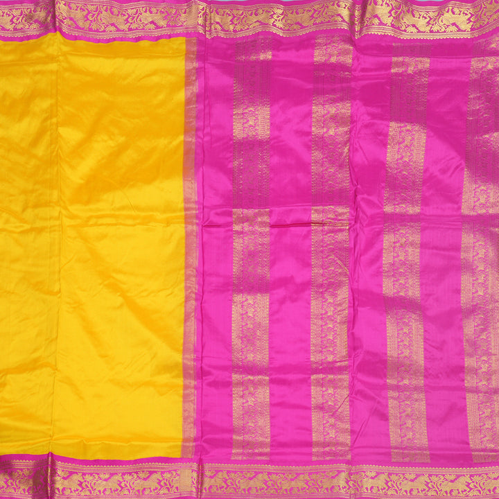 Hayagrivas Handloom Yellow Ten Yards Silk Saree KBF548G1-40