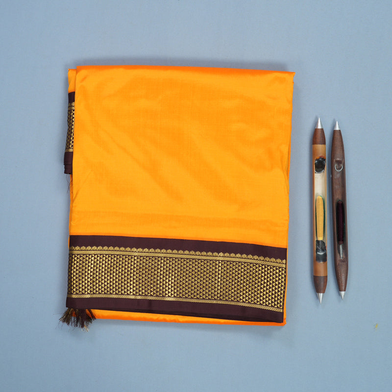 Hayagrivas Handloom Mambazham Orange Ten Yards Silk Saree KBF548G1-53
