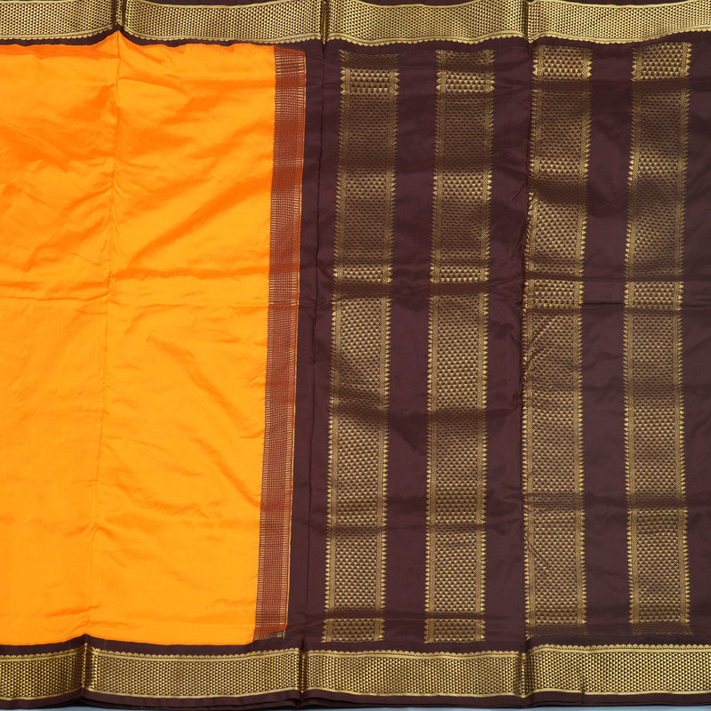 Hayagrivas Handloom Mambazham Orange Ten Yards Silk Saree KBF548G1-53